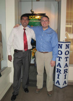 Juan and Jonathan after visiting the notary to hand over more of VBPS SRL to Juan